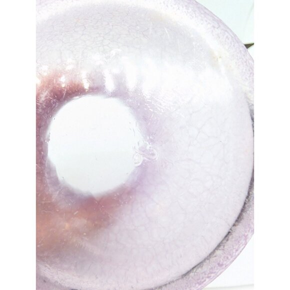 Vintage Libbey Frosted Crackle Glass Vase Purppish Pink Tone Marked L 7.08" - Picture 11 of 11